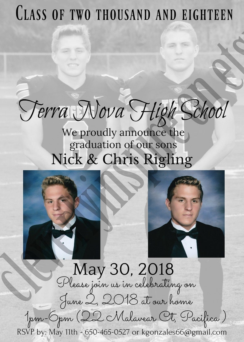 TWINS 5x7 Graduation Announcement Invitation Double Sided Etsy UK
