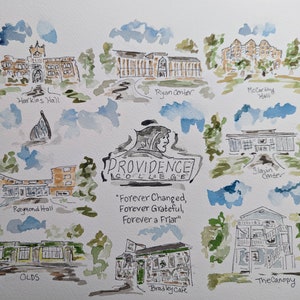 College Wall art, Aquarell, College, Uni, Unikat, Rhode Island, Unikat