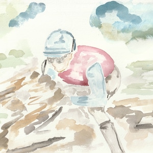 Art Print, Racing, Jockey, Watercolor, Original art, wall art, southern, derby, horse