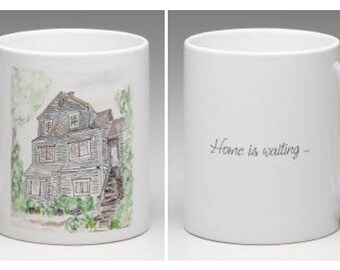 Add MUG to order Custom Watercolor of your home, Original Watercolor