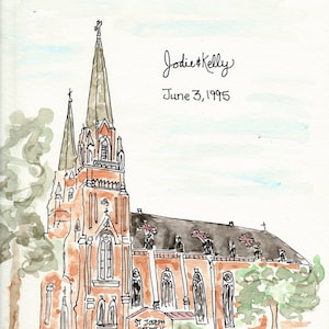 Custom watercolor, school. church, lake, beach