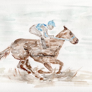 Derby ispirato, arte della parete personalizzata, arte delle corse di cavalli, acquerello originale
