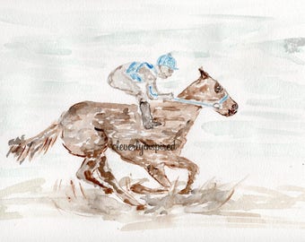 Derby Inspired, custom wall art, Horse racing art, original watercolor