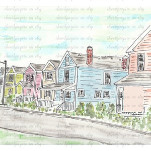 REPRINT:Student neighborhood, Dayton, Ohio, Original wall art, campus, houses, dorm art, college life