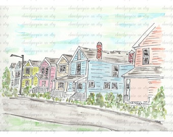 REPRINT: 8x10 Student neighborhood, Dayton, Ohio, Original wall art, campus, houses, dorm art, college life