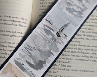 Watercolor Bookmark, hand painted, custom, gift, book, booklover, nature, wedding,gift, couple, reader, bride, engagement, sailing, boat