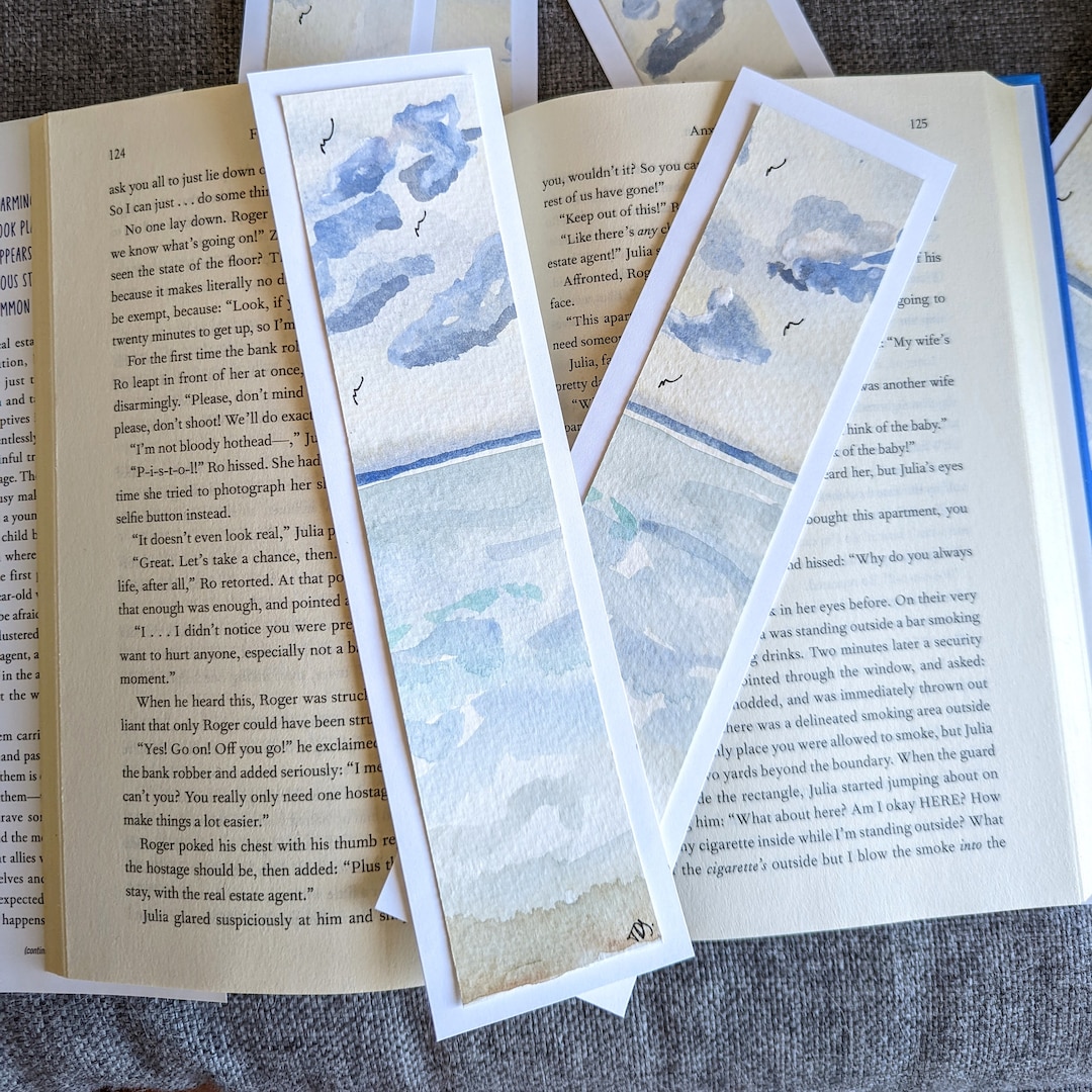 Beach Scene Watercolor Bookmark, Original, Hand Painted, Custom, Gift ...