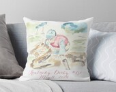 Horse Race, Pillow, Custom, Watercolor, Southern, Derby, 150, Louisville, jockey