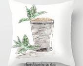 Horse Race, Pillow, Custom, Watercolor, Southern, Mint Julep