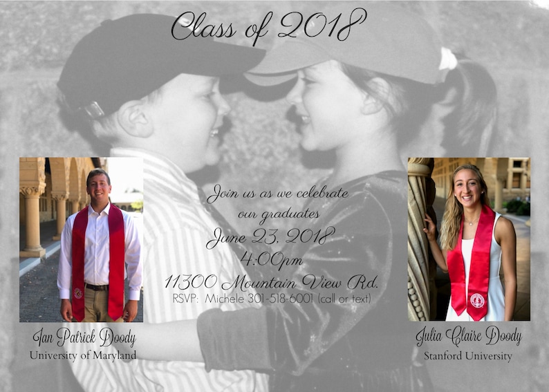 50 5x7 Invites TWINS Graduation Announcement/invitation Etsy