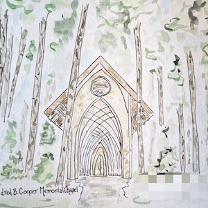 Custom watercolor, church, home, school, personalized, hand painted, Original Watercolor, Mildred Cooper chapel, Washington DC