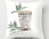 Custom pillow cover, watercolor, horse race, bourbon, southern