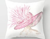 Derby Hat Pillow, Pink, Kentucky, Pink, southern, horserace, Derby