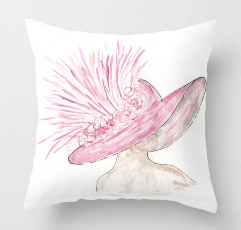 Derby Hat Pillow, Pink, Kentucky, Pink, southern, horserace, Derby image 1