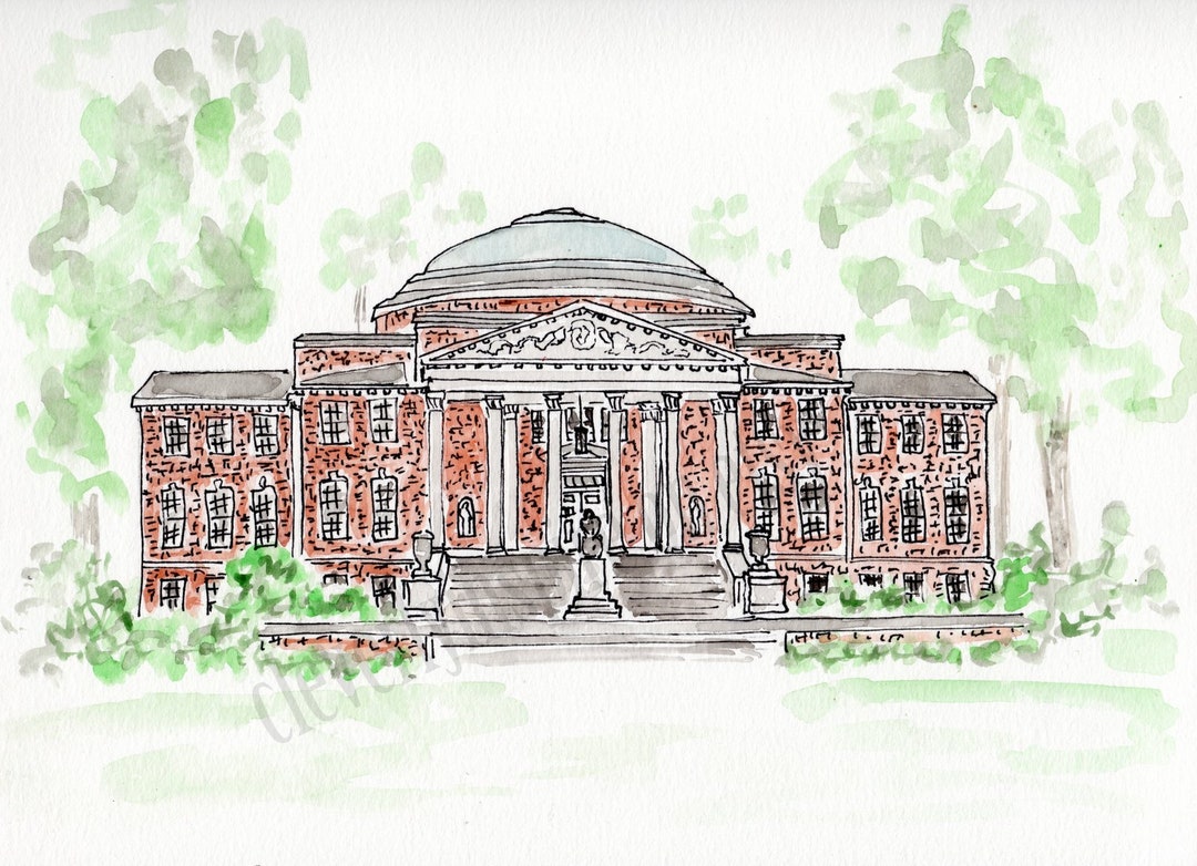 University of Louisville Grawemeyer Hall Campus Watercolor Etsy