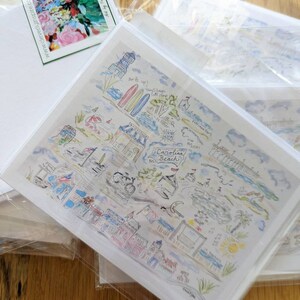 Set van 6 Carolina Beach Note-kaarten, gastvrouw cadeau, strand, Kure strand, aquarel, originele kunstwerken, makelaar cadeau