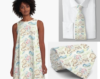 Derby Dress and Tie set, Horse Race, Unique, watercolor, derby, 2024