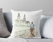 Horse Race, Pillow, Custom, Watercolor, Southern, Races, Jockey, custom art