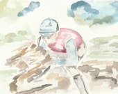 Derby Inspired, custom wall art, Jockey, Watercolor, Original Art, racing