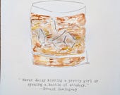 SALE of Week, Bourbon Art Print, Wall Art, Guy gift, Man Cave, Southern, Horse, Racing, Cocktail, Old Fashion, Lowball