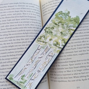 Birch tree Watercolor Bookmark, hand painted, custom, gift, book, booklover, nature, chemo, gift, care package, reader, personalized, family