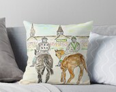 Custom pillow cover, watercolor, horse race, bourbon, southern