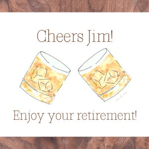 Carta di pensionamento, personalizzato, personalizzato, unico, cavalli, corse, uomo, acquerello, regalo, 5*7, spedizione gratuita, invio diretto, bourbon