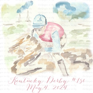 Art Print, 2024, Racing, Jockey, Watercolor, Original art, wall art, southern, derby, horse