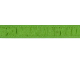 3/4" Gathered Grosgrain Ribbon - Cricket green