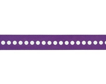 5/8" Grosgrain Ribbon with Dots - Grape purple