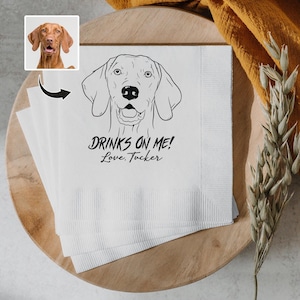 Custom Dog Wedding Napkins, Pet Cocktail Napkins, Custom Pet Portrait Wedding Napkins, Custom Cat Cocktail Napkins, Customized Pet Napkins