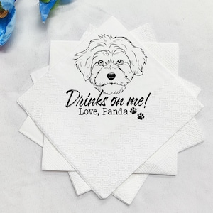 Personalized Dog Cocktail Napkins, Custom Pet Portrait Wedding Napkins, Dog Wedding Napkins, Custom Cat Cocktail Napkins, Custom Pet Napkins