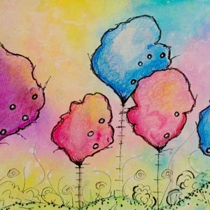 Whimsical Mixed Media A Whimsy Land Original Artwork