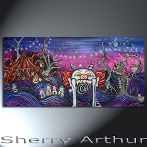 Whimsical Circus Clown Landscape Unique Original Artwork Home Decor On Your Wall Great Gift For Art Lovers Art Collectors Circus Lovers