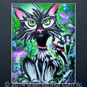 Wall Art Black Cat Sasha Reproduction Print