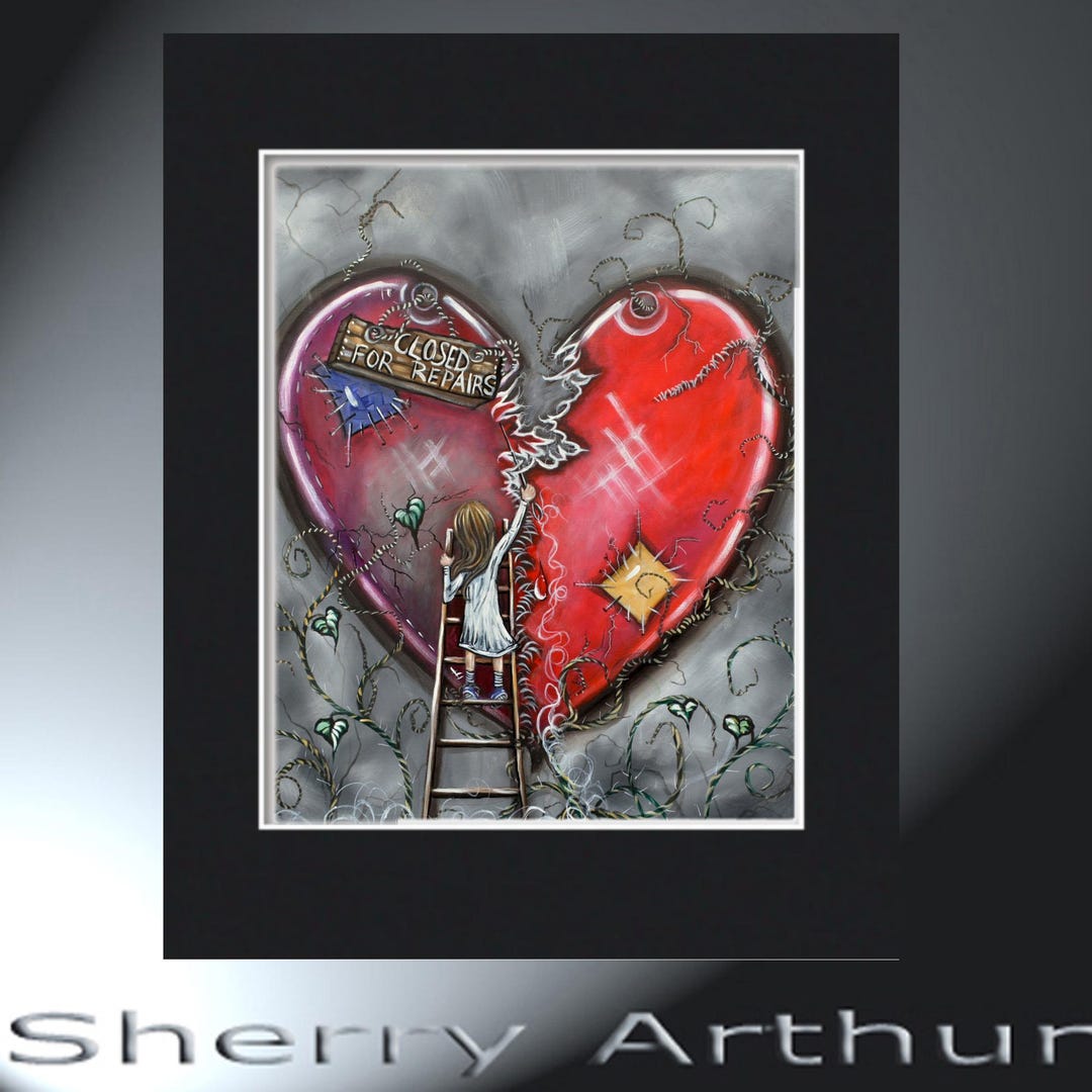 Closed for Repairs Heart Art Print, Little Girl Sewing - Etsy