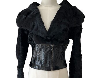 Dolce&Gabbana black leather jacket with fur