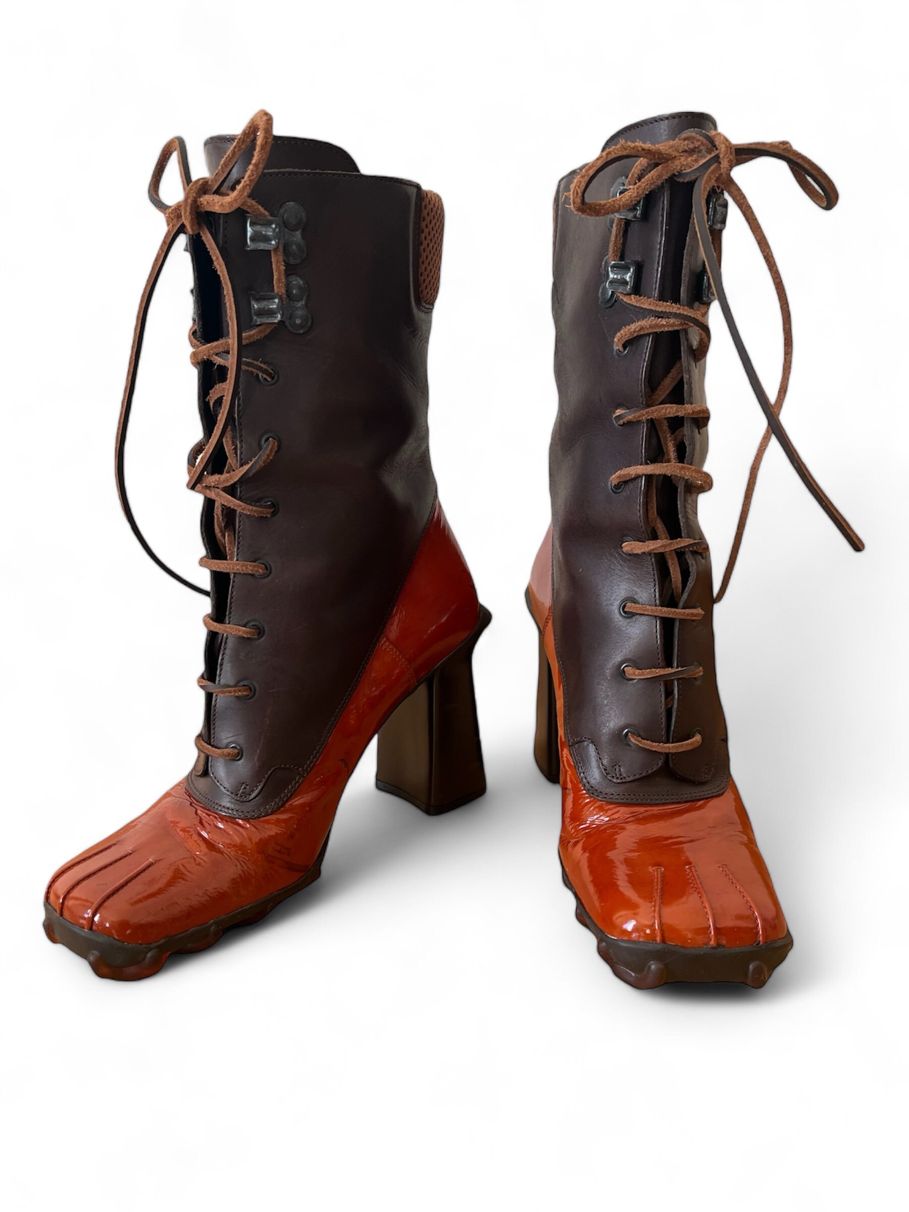 00s MIU MIU square toe boots archive