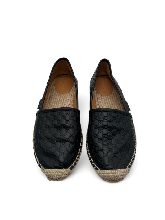 Gucci Monogram Black Leather Espadrilles - Etsy display picture 2