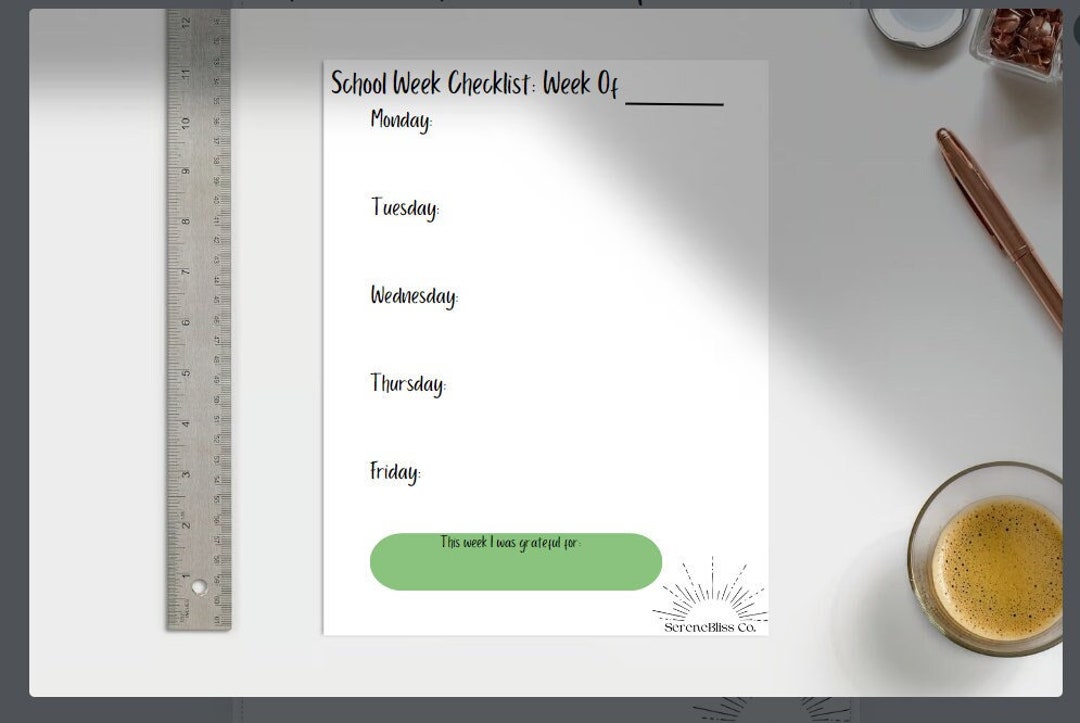 School Week Checklist Custom Week - Etsy