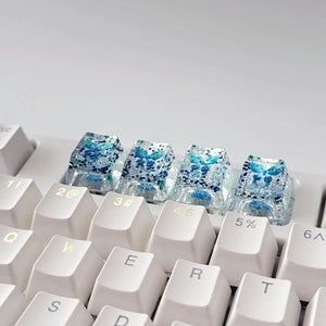 Sparkly Butterfly Resin Keycap, Crystal Clear keycap, MX Cherry Switches Mechanical Keyboard, Artisan Keycap, Handmade Gift, Gift for her