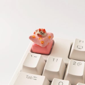 Nap Time Kitty Artisan Keycap: PBT Cherry MX Mechanical Keyboard