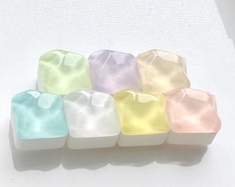 Tecla con efecto de agua de gelatina de cristal, tecla artesanal en tonos pastel, tecla de teclado con estética adorable, tecla con efecto de agua de resina, regalo para ella.