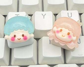 Tasti Little Twin Stars, tasti Kiki Lala Artisan, tasti Sanrio, tasti per coppie di fratelli, switch MX Cherry, tasti anime pastello, regalo per migliori amici
