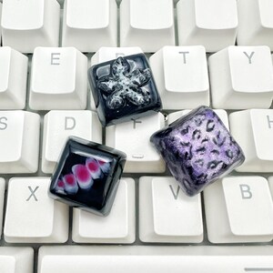 Midnight Gemstone Keycap, MX Cherry Switches Mechanical Keyboard, Artisan Keycap, Handmade Gift, Leopard Keycap, Dark Gothic Keycap