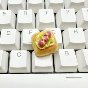 Cute Hotdog Keycap, Sausage Bread Keycap, MX Cherry Switches Mechanical Keyboard, Artisan Keycap, Handmade Gift, Custom Keycap, Gift for her