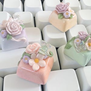 Flower Butterfly Keycap, MX Cherry Switches Mechanical Keyboard Accessory, Artisan Keycap, Handmade Gift, Custom Keycap, Gift for her