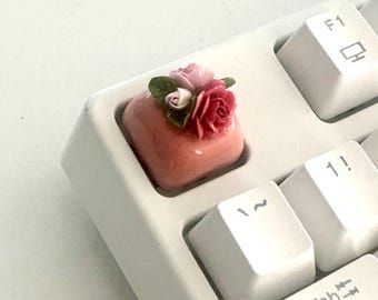 Tecla artesanal Flower Blossom: interruptor Cherry MX, jardín floral hecho a mano