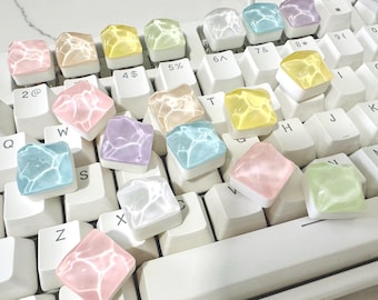 Crystal Jelly Water Keycap, Pastel Artisan Keycap, Cute Aesthetic Keyboard Keycap, Resin Water Effect Keycap, Gift for Her