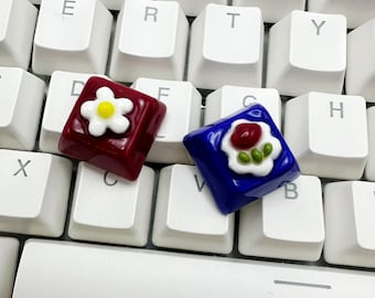Tecla artesanal floral: Accesorio para teclado MX Cherry Switch de arcilla de resina